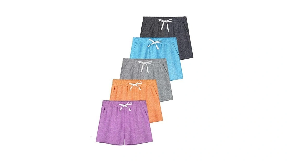 Qwe 5 Pack Girls Shorts Athletic Soccer Running Performance Active