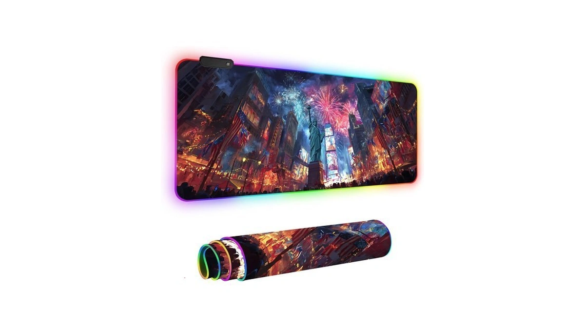 Anna Queen Rgb Gaming Mouse Pad Xl 35.4"x15.7", Fireworks City