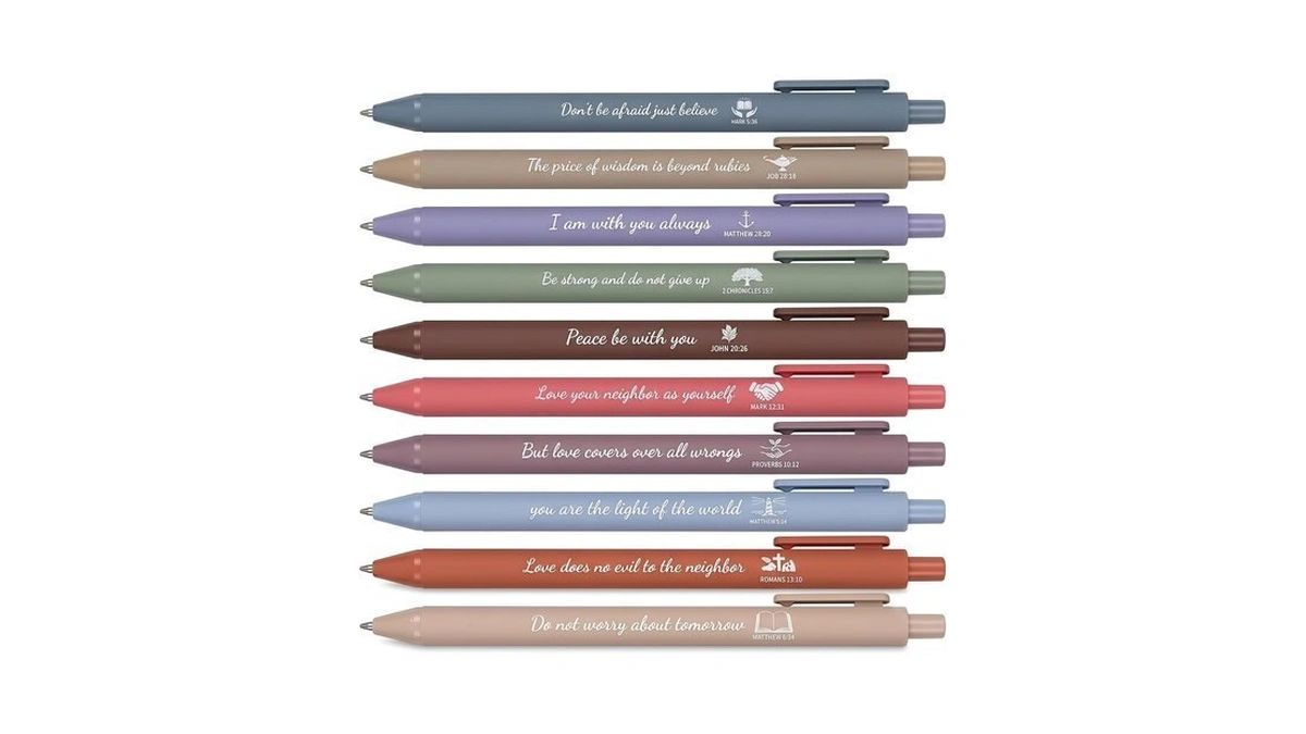 10pack Bible Pens No Bleed Through, Christian Inspirational Ballpoint Pen