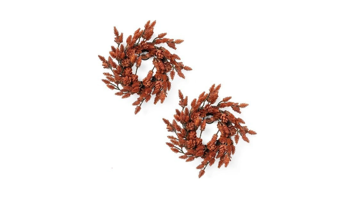 Fuxdre 2 Pcs Christmas Candle Rings Wreaths, 10 Inch Candle