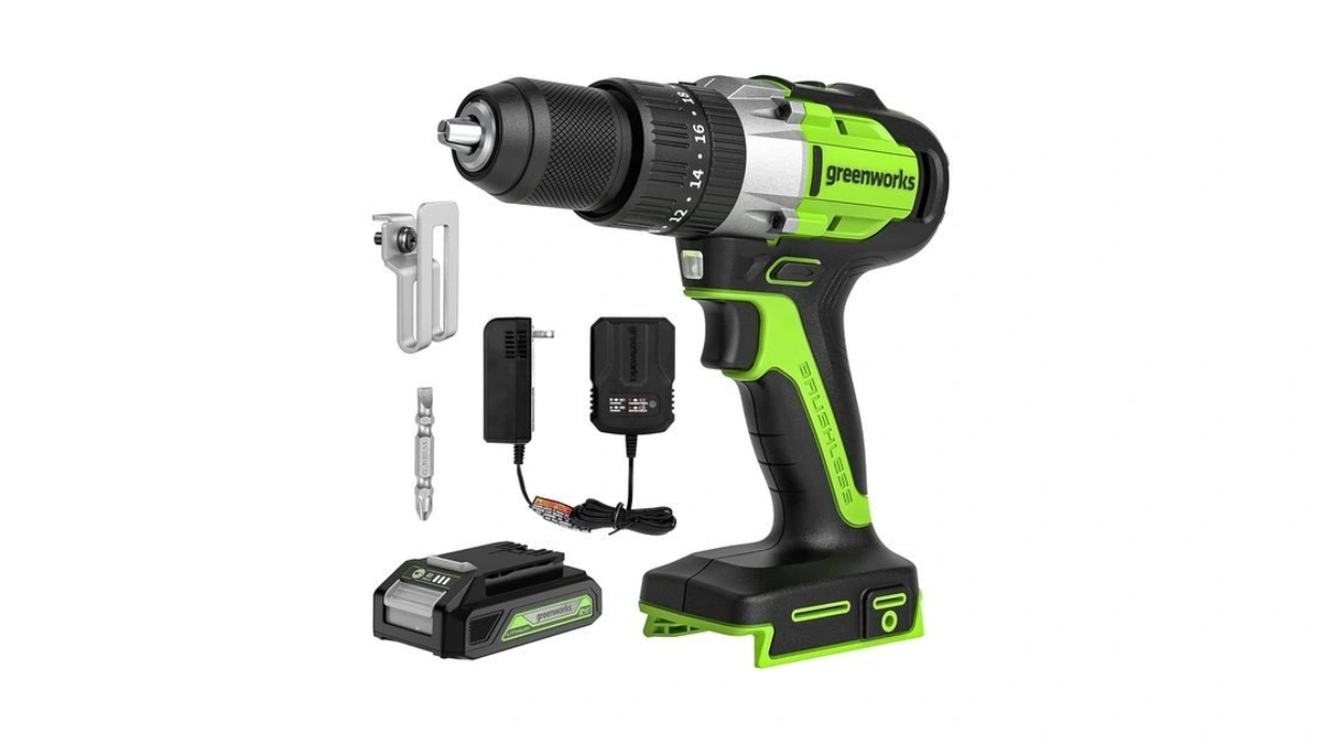 Greenworks 24v Brushless 1/2" Hammer Drill (530 In-lbs.) 2.0ah Battery