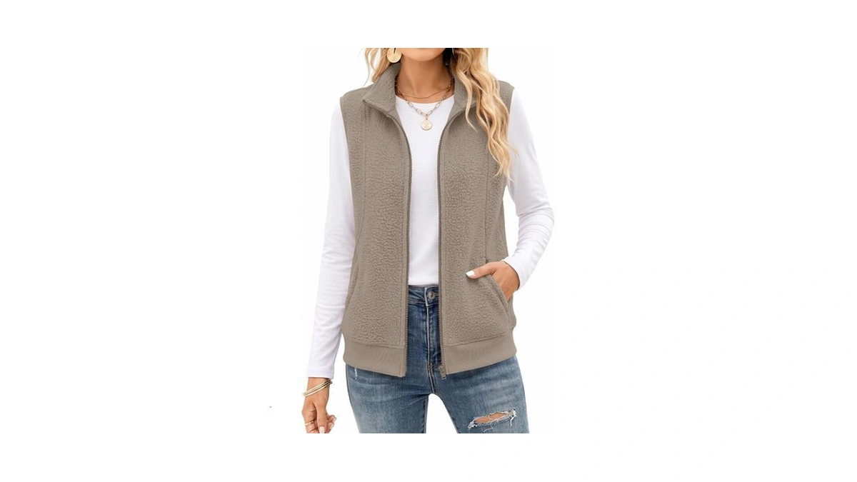 Akewei Outerwear Vest Tops For Women Zip Up Flannel Jacket