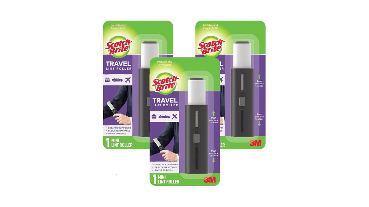Scotch-brite Retractable Lint Rollers 3-pack, Portable Travel-size Lint Removers For