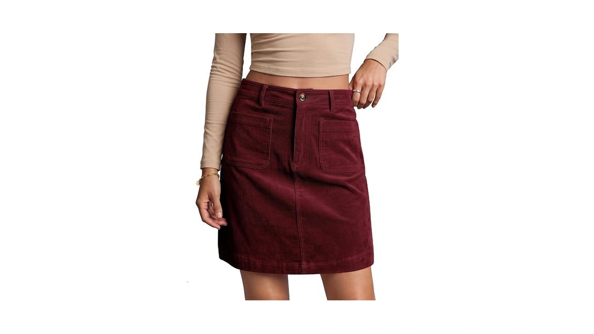 Vetinee Womens Short Skirts Business Casual Skirt Stretchy Corduroy Skirt