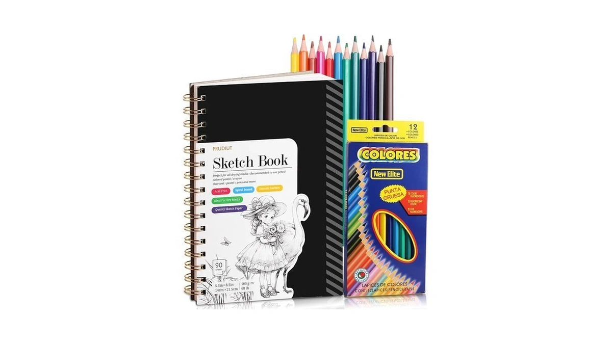 5.5 × 8.5in Sketch Book Set For Kids, 100gsm Spiral