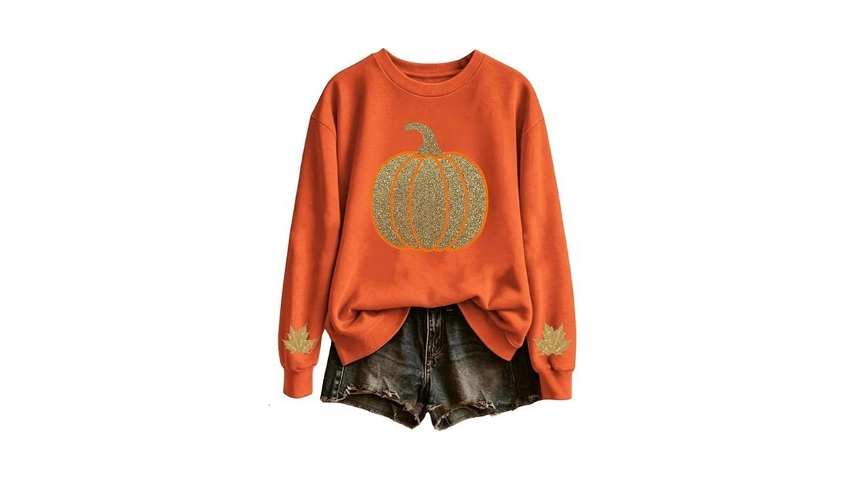 Halloween Sweatshirts For Women Sequin Pumpkin Thanksgiving Fall Outfits