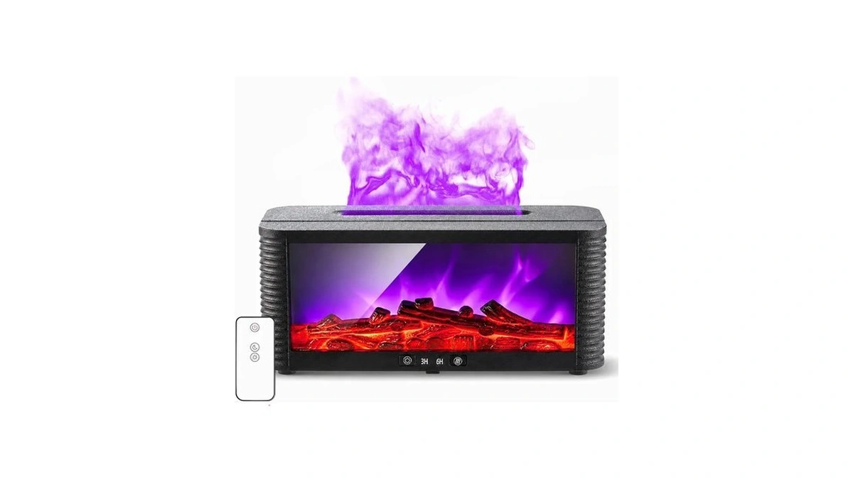Fireplace Essential Oil Diffuser, 9 Flame Colors, 250ml Cool Mist