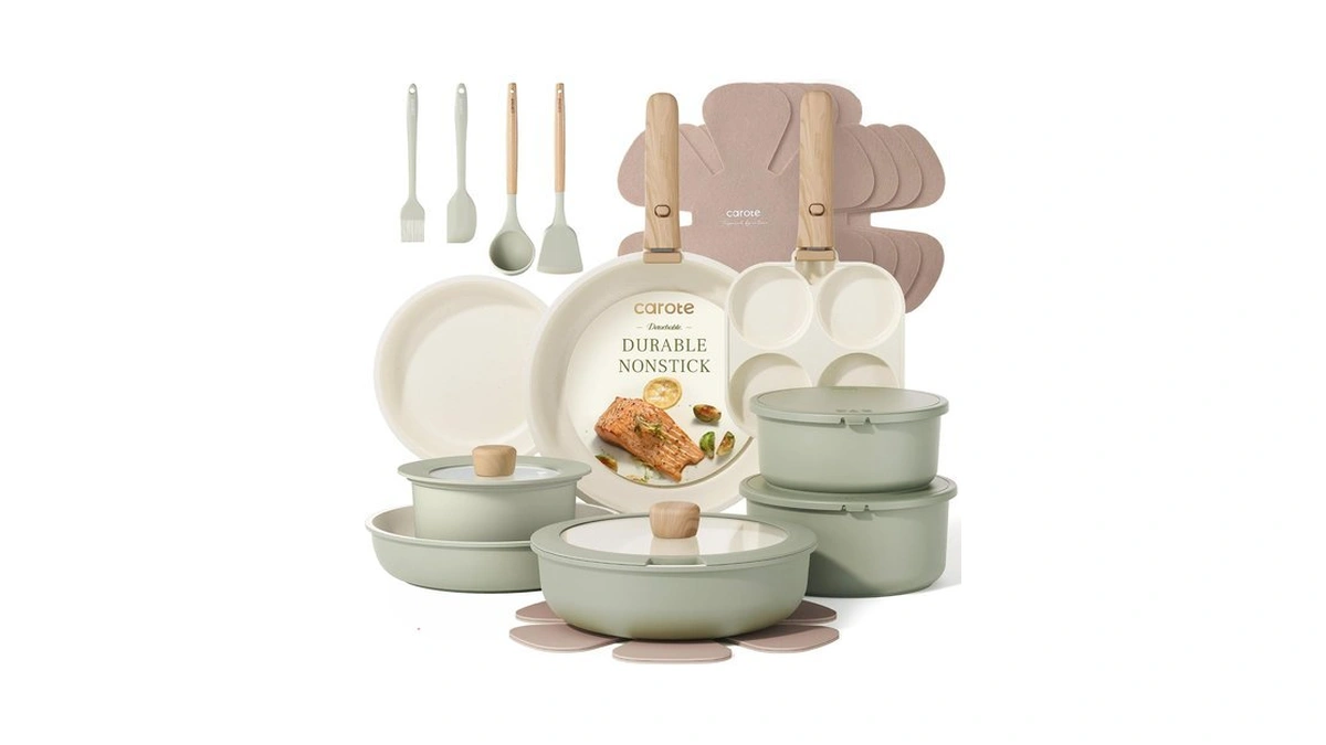 Carote 25pcs Pots And Pans Set Non Stick, Cookware Set