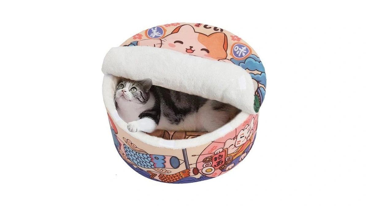 寵幸 Ramen Noodle Cat Bed, Soft Warm Washable For Cats