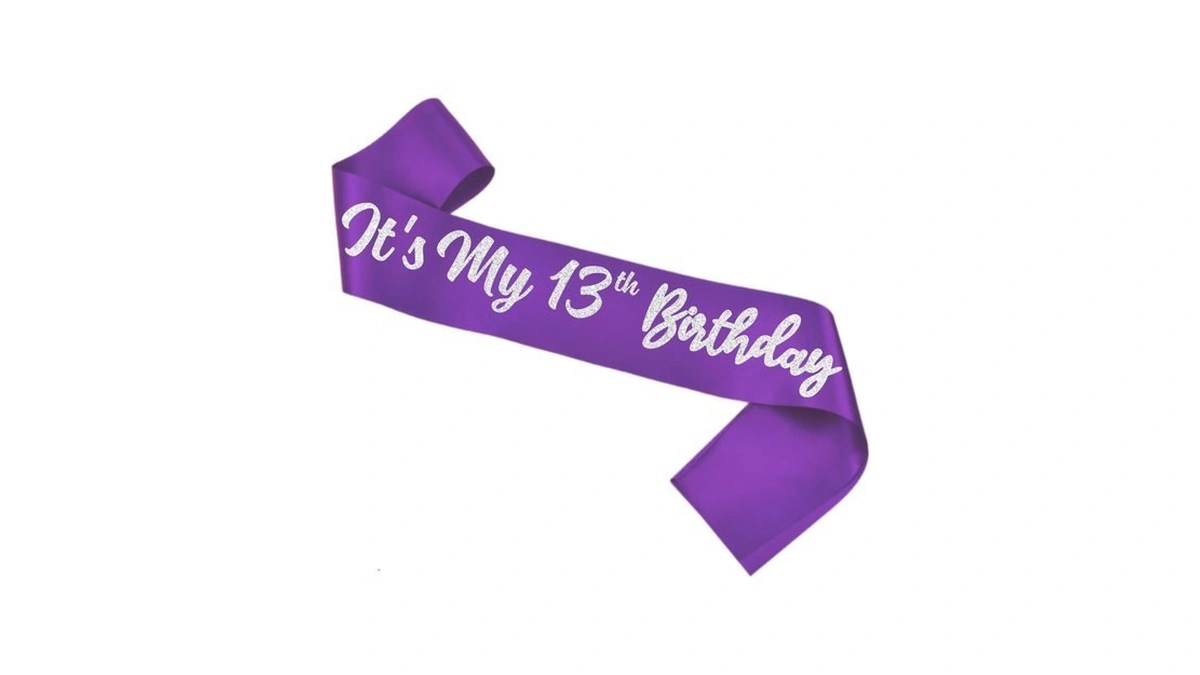Purple It's My 13th Birthday Sash Funny 13th Birthday Sash