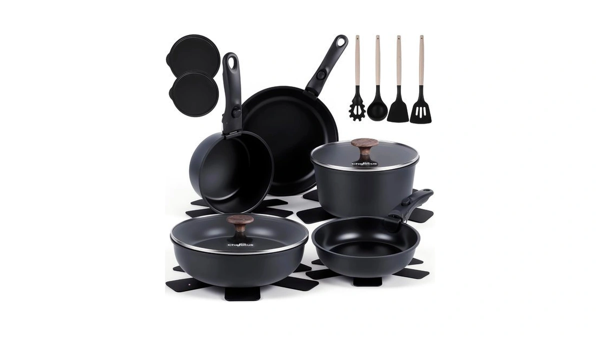 20-piece Ceramic Pots And Pans Set, Nonstick Cookware Set With
