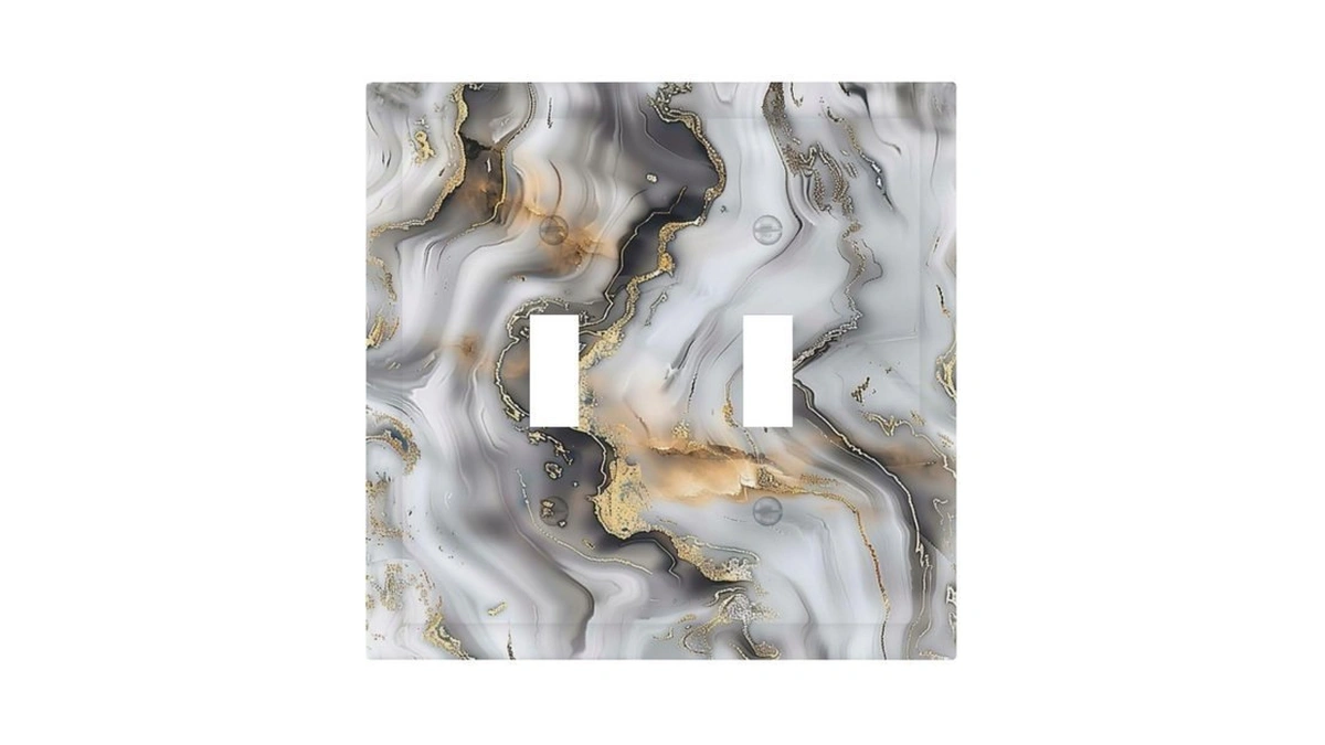 Xuejiaku Light Switch Cover Plate Marble Grey Gold Black Art