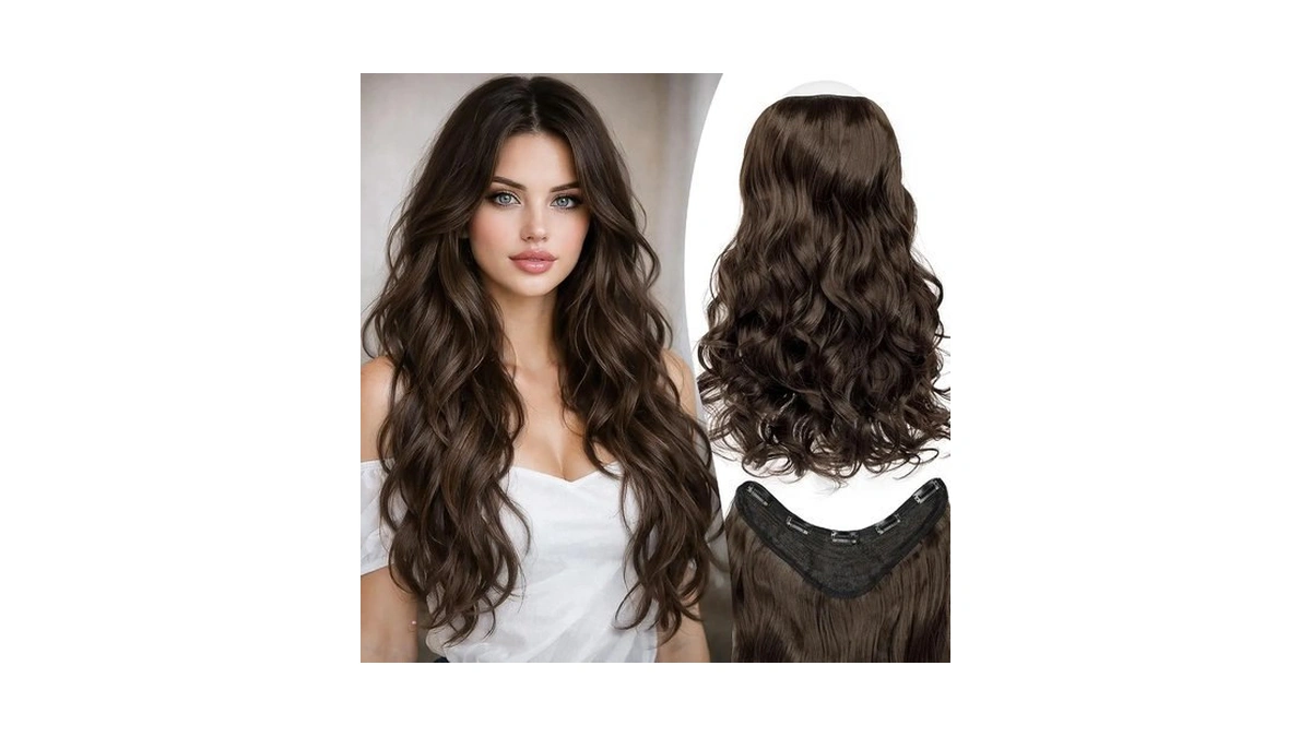 Handaoyou Curly Hair Extensions Light Brown With U-lace, Heat Resistant