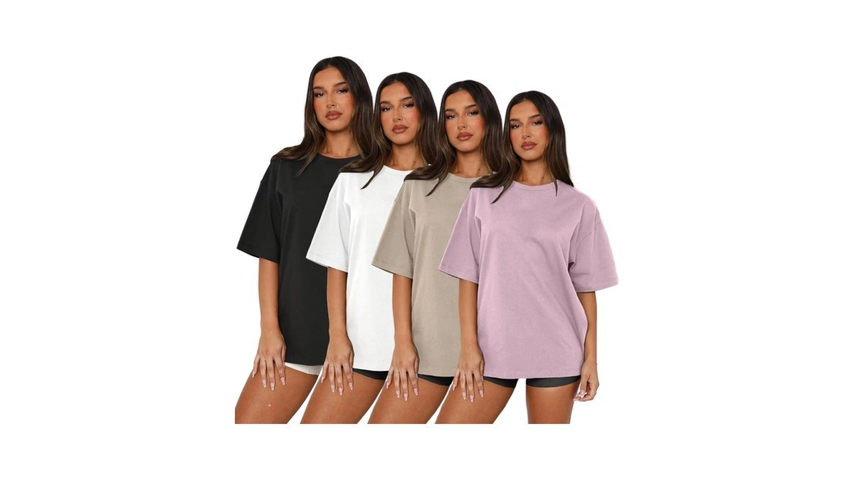 Mapick 4 Pack Womens Oversized Tee Shirts Casual Workout T-shirts