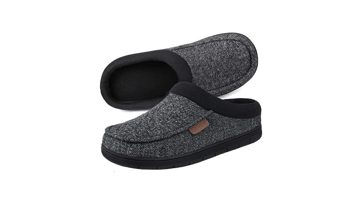 Ultraideas Men's Indoor Outdoor Slippers With Memory Foam,black/grey,9-10
