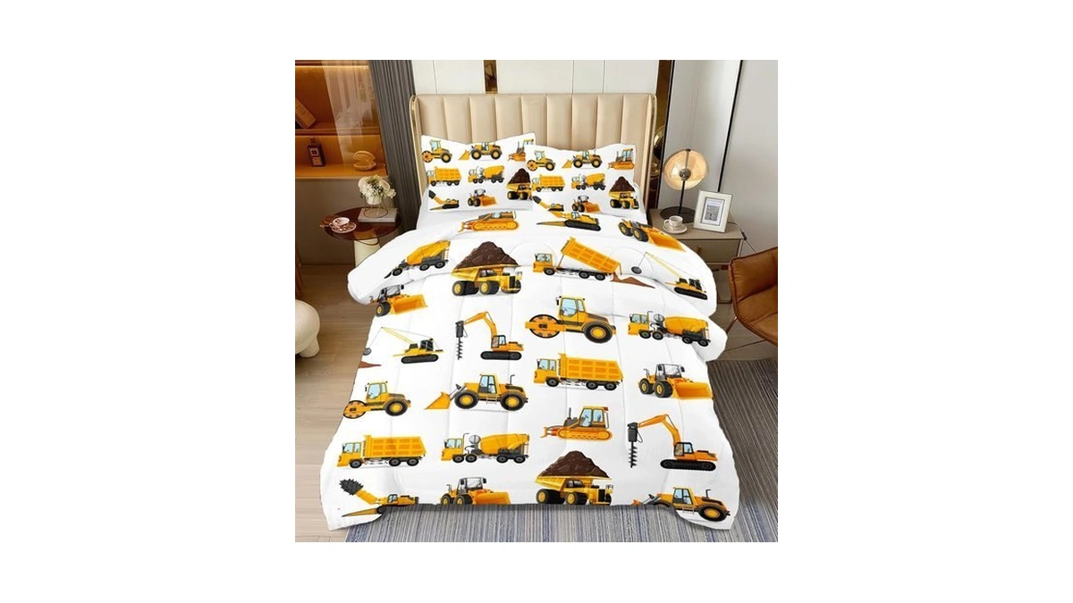 Askotu 3 Pcs Twin Bedding Set For Boys, Kids Construction