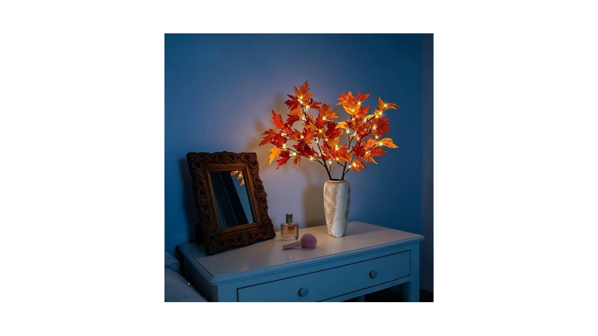 Hiptree 2pack Lighted Fall Maple Branches 32in 32led White Lights