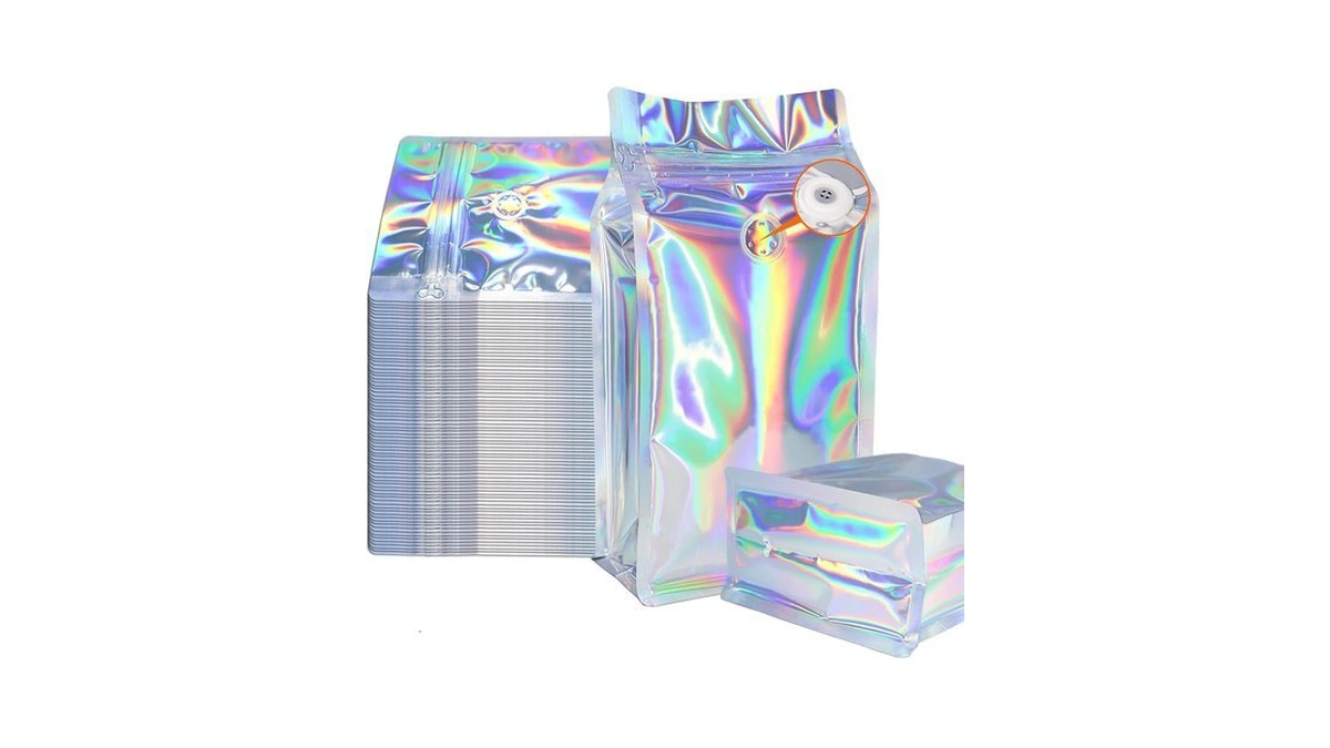 50 Pcs Upgraded Coffee Bags With Valve (holographic, 32 Oz/2