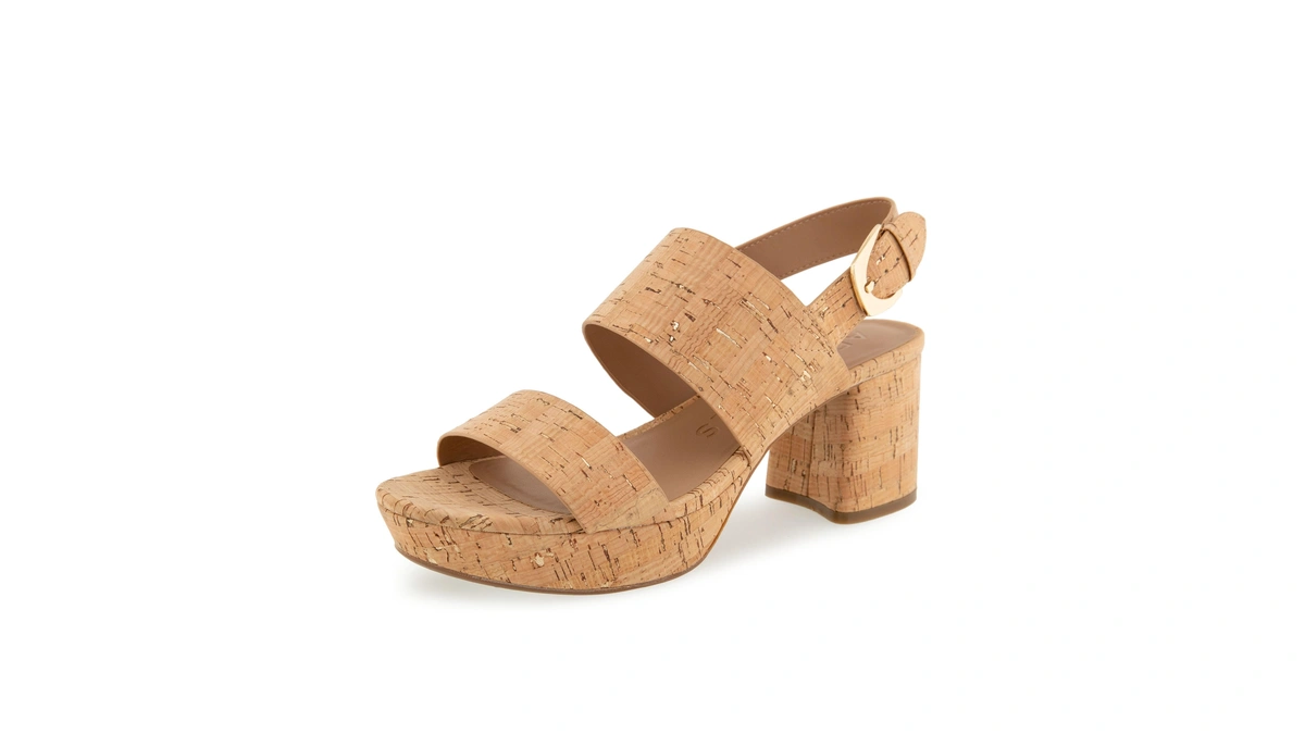 Aerosoles Women's Camilia Heeled Sandal, Cork/gold Fleck, 9.5w