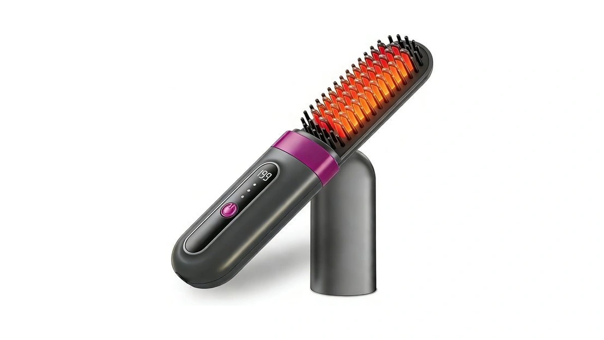 Cordless Hair Straightener Brush For Women, Fast Heating Anti-frizz Hair