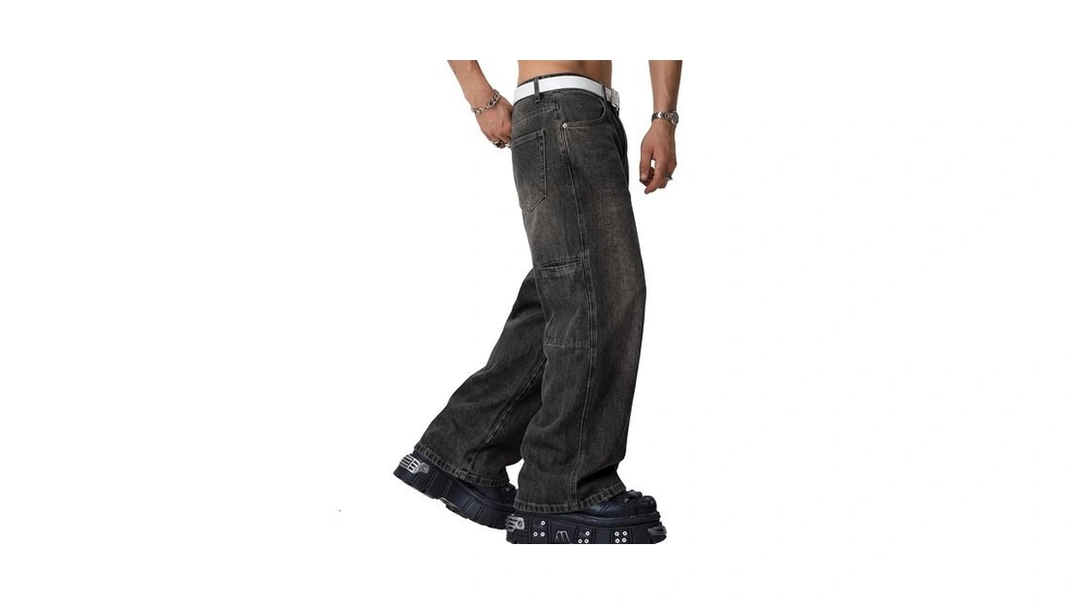Emmiol Men's Baggy Cargo Jeans, Wide Leg Y2k Skater Denim