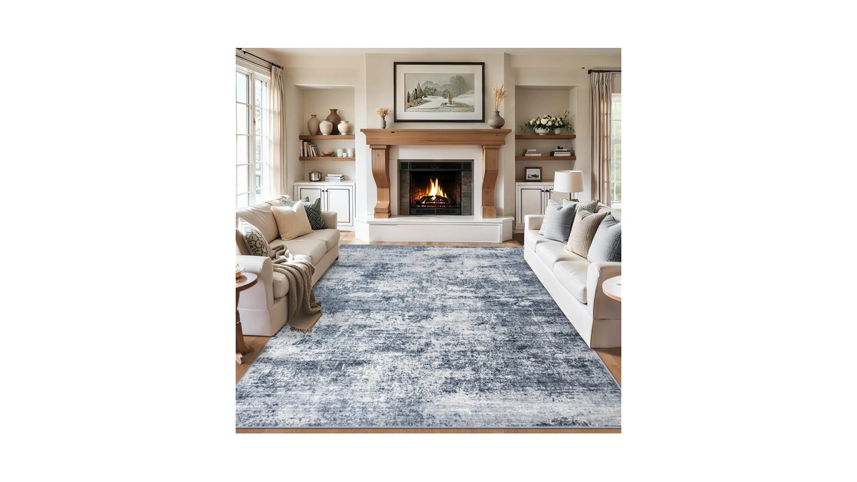 Plhxfr 10x14 Area Rug Living Room: Abstract Washable Carpet Grey