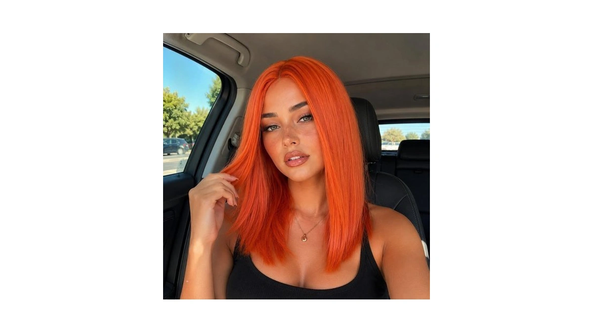 Xc Clouds Orange Bob Wigs - Straight, Medium Length, 180%