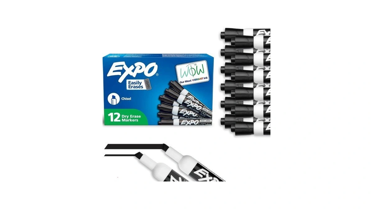 Expo Dry Erase Markers, Low Odor Ink, Black, Chisel Tip,