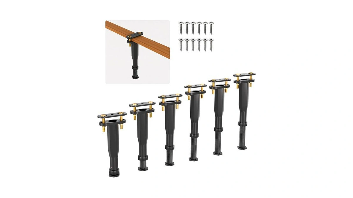 Adjustable Bed Frame Support Legs, Clamp-on, 7.7-13.3 Inches, 6 Pack