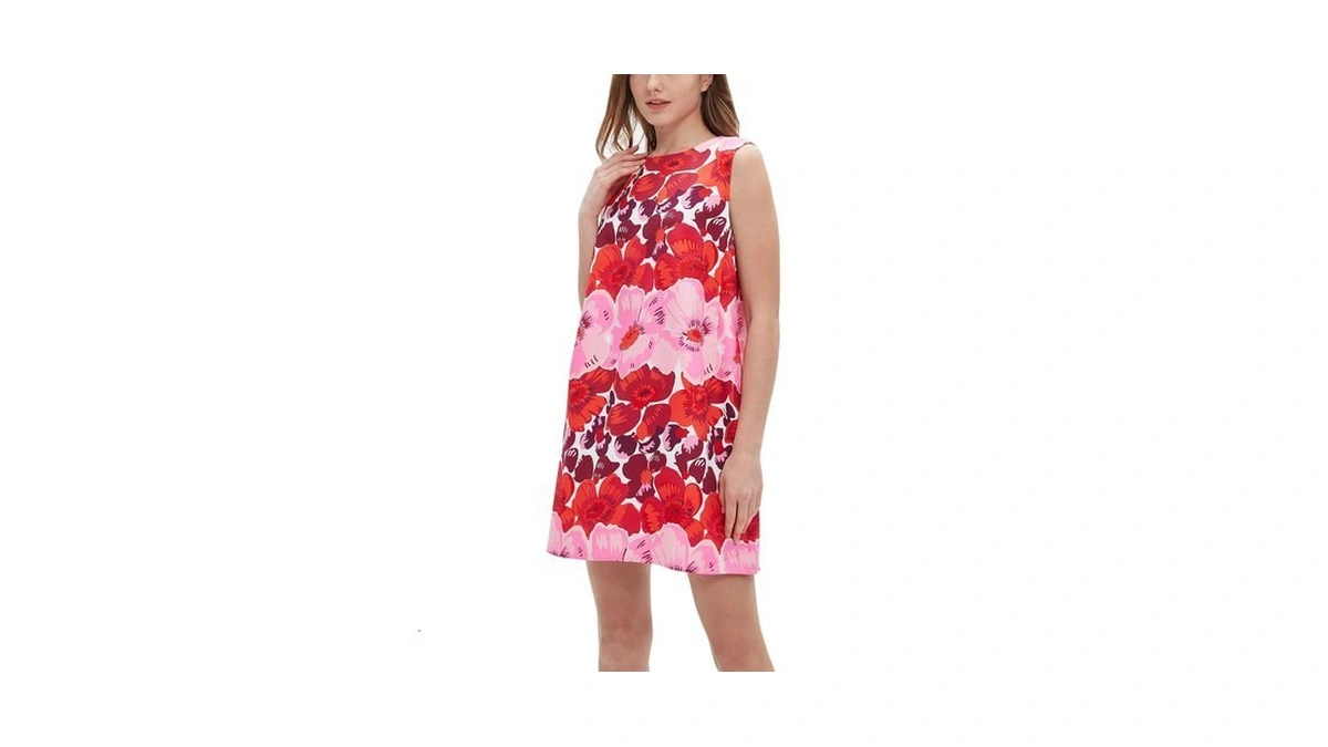 Women's Summer Sleeveless Floral Mini Shift Dress Cotton Linen Tank