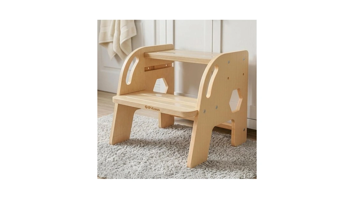 Wooden Toddler Step Stool, Dual Height Step Stools For Bathroom