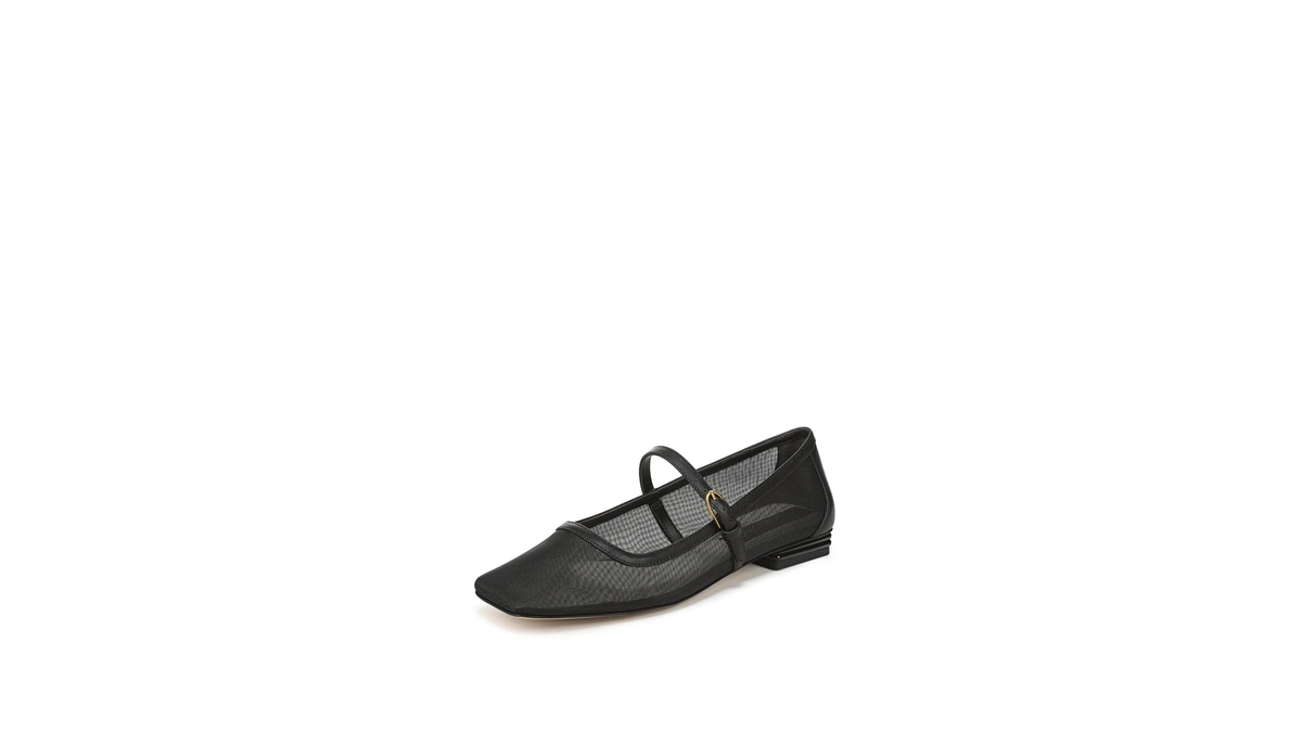 Franco Sarto Women's Tinsley Mary Jane Flat Black Mesh 6