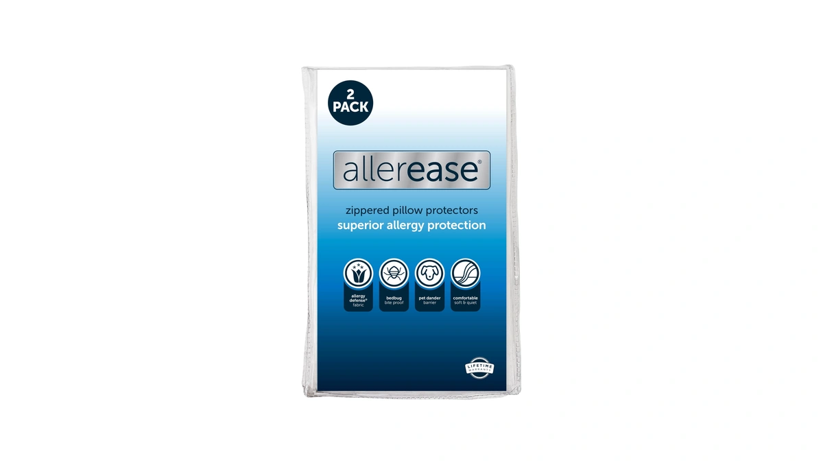 Allerease Allergy Pillow Protector, Standard/queen - 2 Pack