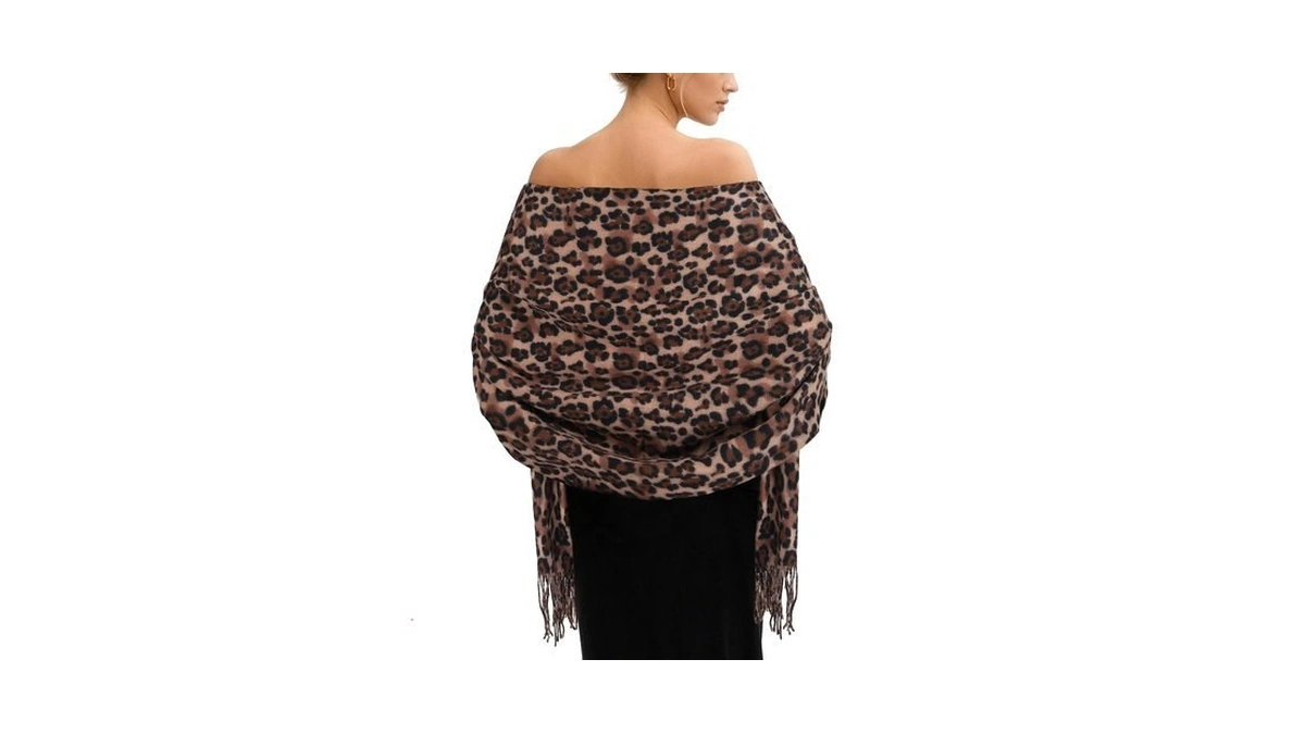 K-cheony Shawls And Wraps For Evening Dresses Cozy Leopard Pashmina