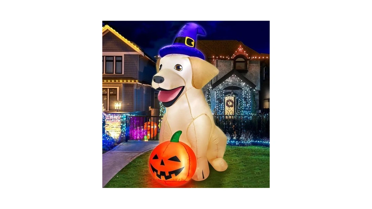 5ft Halloween Inflatables Decorations Outdoor Vivid Lab Dog With Build-in