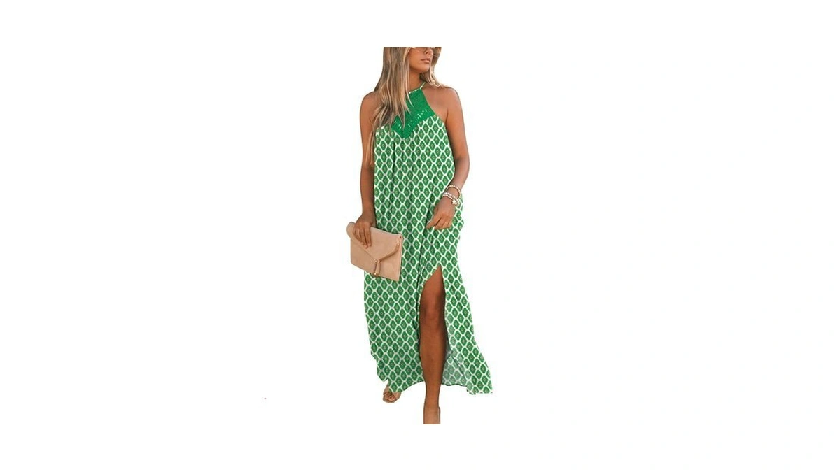 Faroro Long Green Dress For Women Casual Loose Summer Dresses