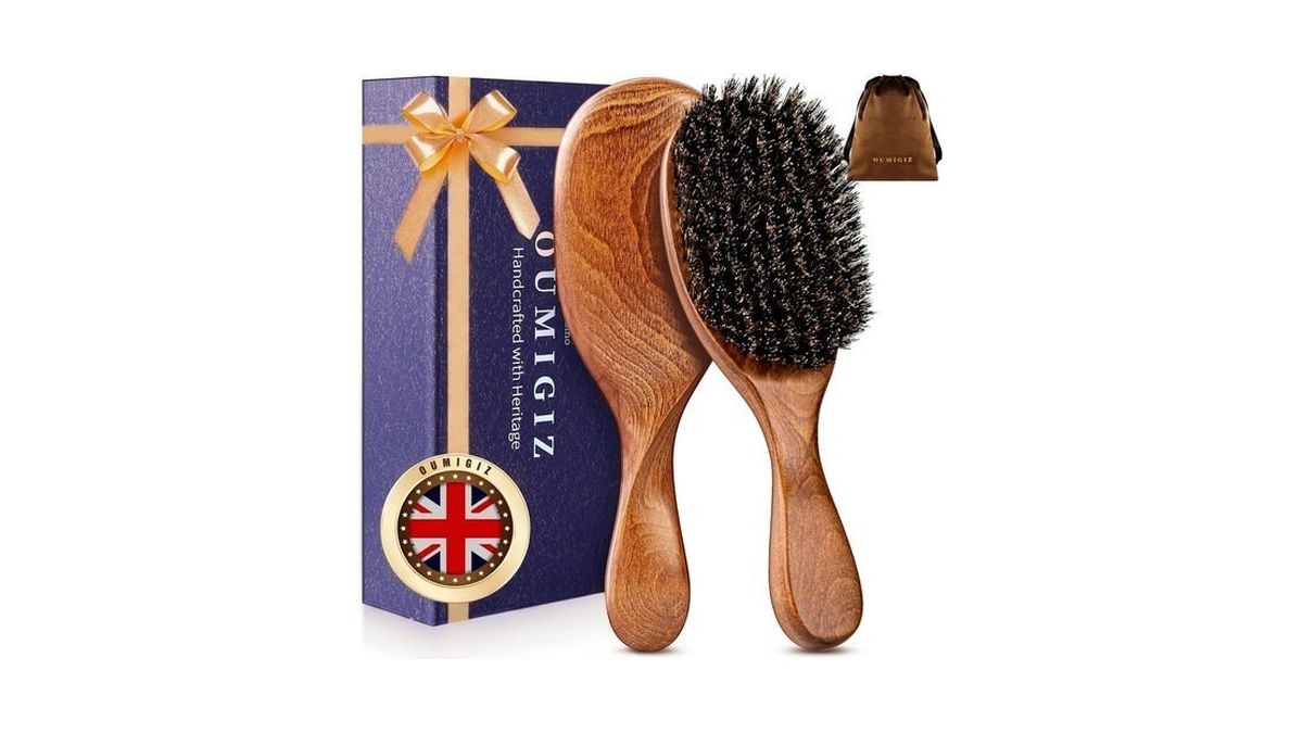 Oumigiz 100% Boar Bristle Hair Brush British Craftsmanship Slick Back