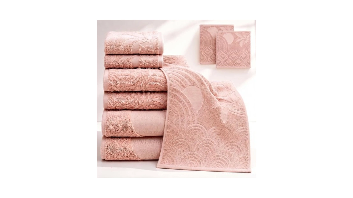 Peryiter 6 Pack Boho Bath Towels Set, Beige Grey