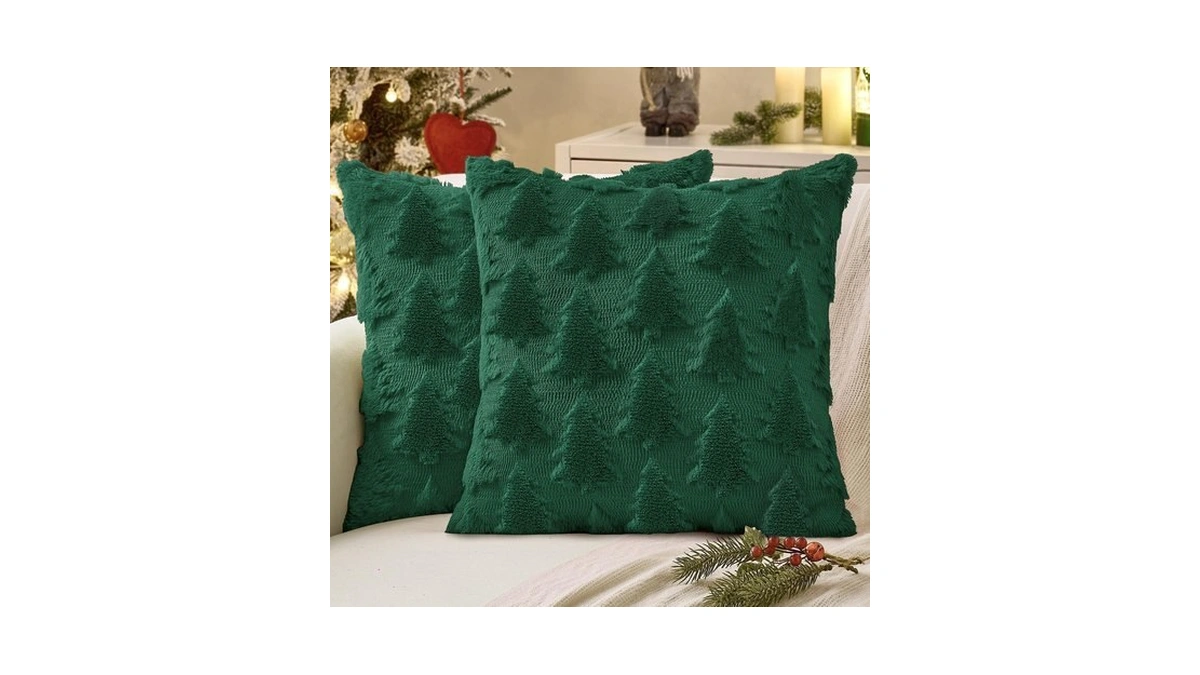 Miulee Christmas Throw Pillow Covers Dark Green Set Of 2