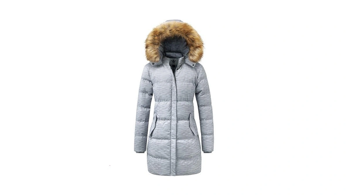 Wenven Women's Winter Long Puffer Coat Parka Jacket, Charcoal Heather,