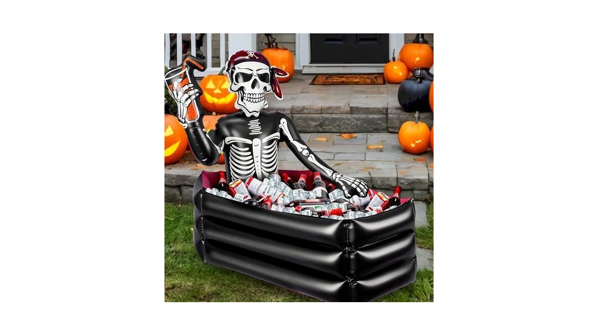 39 Inch Halloween Inflatable Decorations Skeleton Drink Cooler