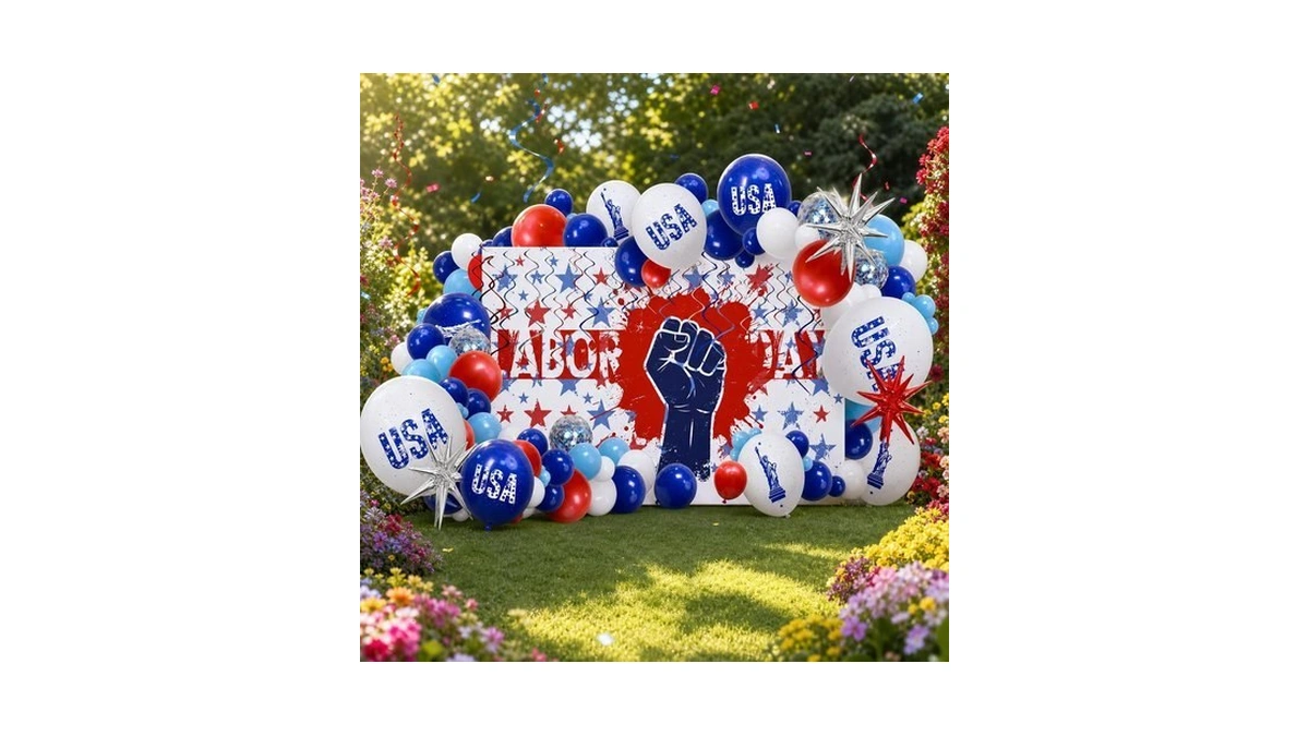 Labor Day Decorations Balloon Garland Kit With Fist Pattern Labor