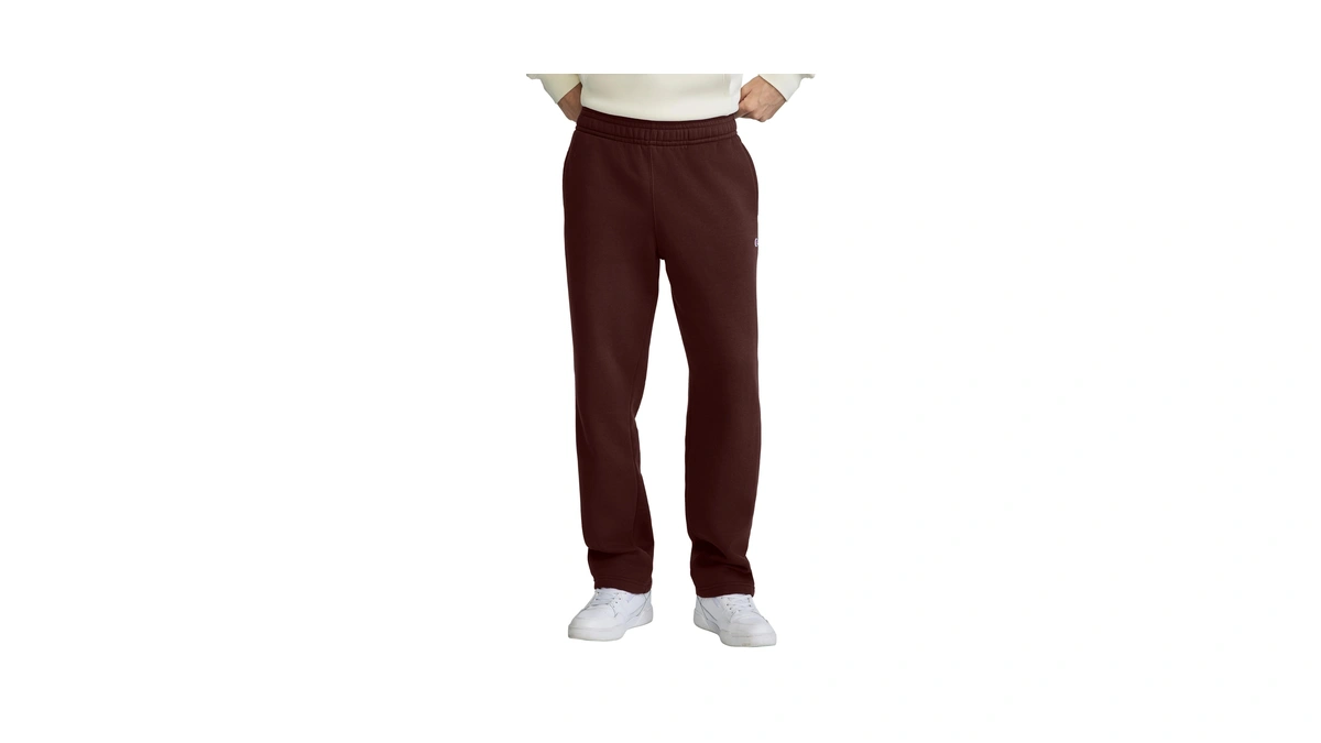 Champion Men's Powerblend Open Hem Sweatpants,midweight Fleece,c Logo, Bitter Chocolate,