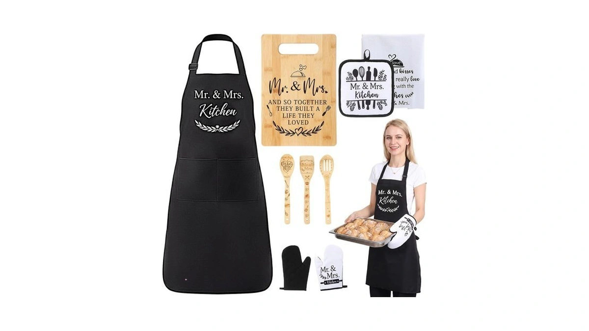 Lineshading Mr Mrs Apron Wedding Gifts For Couple Marriage Cutting