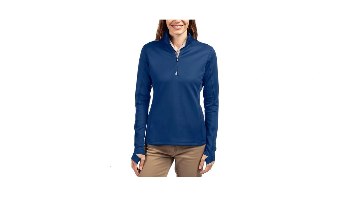 Ladies Cutter And Buck Long Sleeve Traverse Half Zip Overknit,