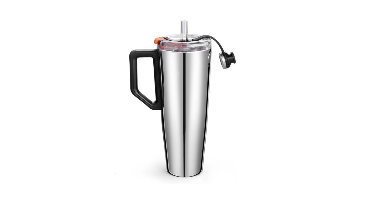 38 Oz Tumbler With Handle, Insulated Cup With Patented Pop-up