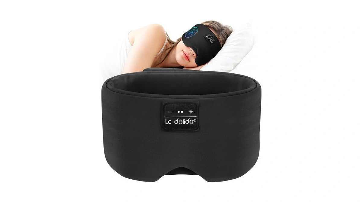 Lc-dolida Bluetooth 5.4 Sleep Mask, Ice Silk Sleep Headphones For