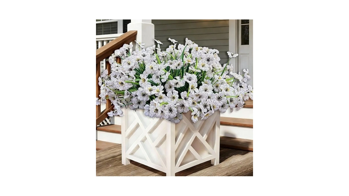 20 Bundles Artificial Flowers For Outdoors, Uv Resistant Fake Flowers