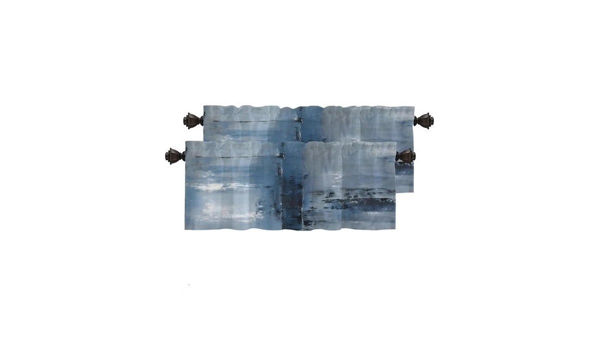 Baonews Teal Valance, Navy Blue Cafe Curtains Dark Blue Window