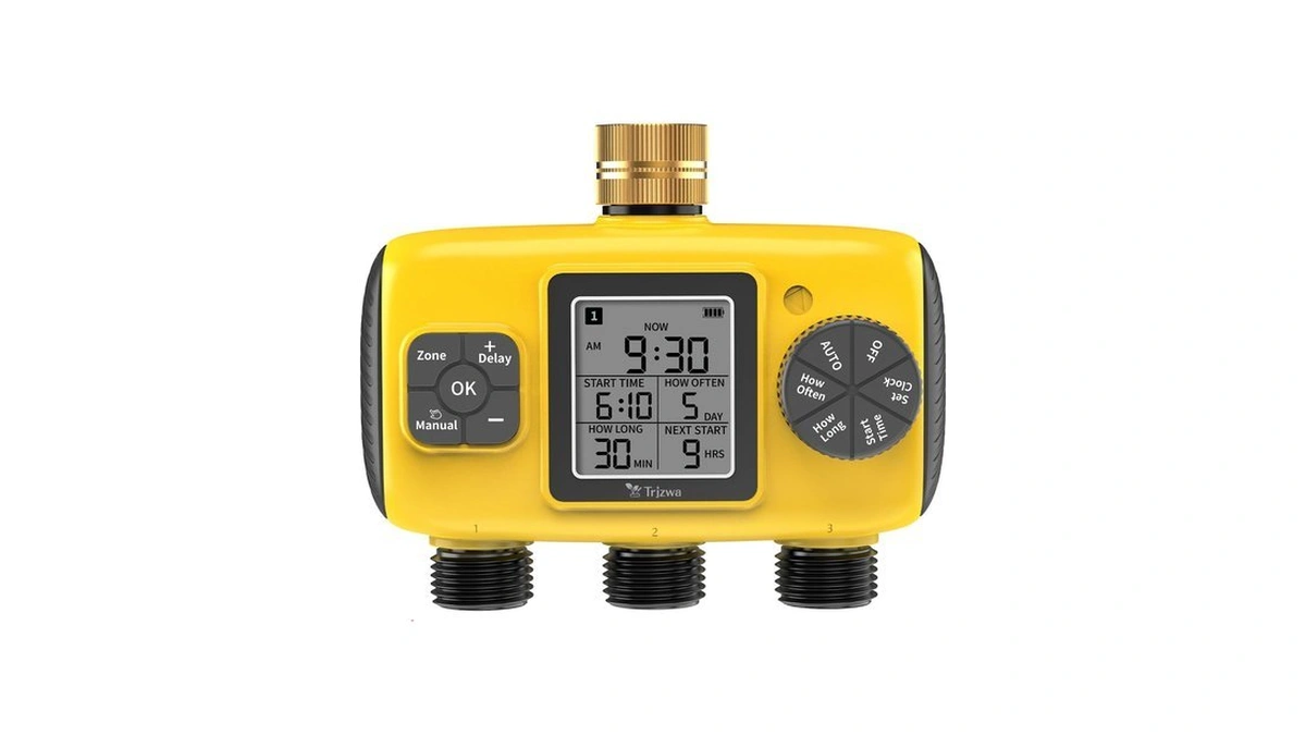 Trjzwa 3 Zone Sprinkler Timer For Garden Hose, Brass Inlet